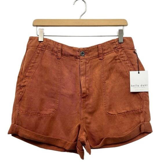 Bella Dahl Cuffed Hem High Rise Utility Lyocell/linen Short in Brown size 28 NWT - Picture 4 of 8